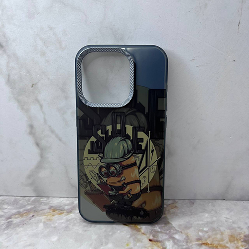 Накладка Samsung A17 черный с бортиком вокруг камеры силикон+пластик Мульт Миньоны