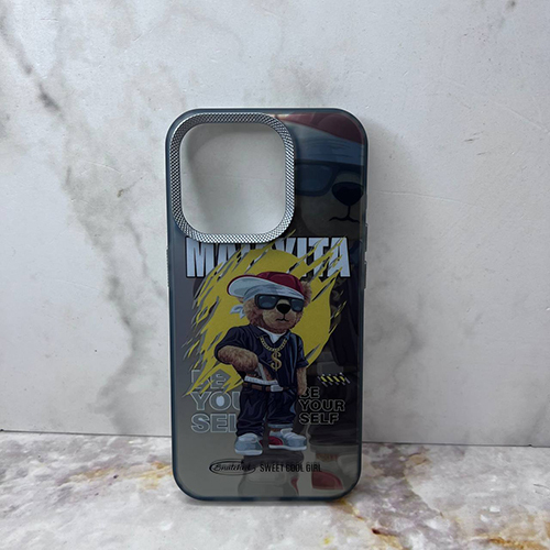 Накладка Xiaomi Redmi Note 14 4G серый с бортиком вокруг камеры силикон+пластик Игрушки Медвежонок