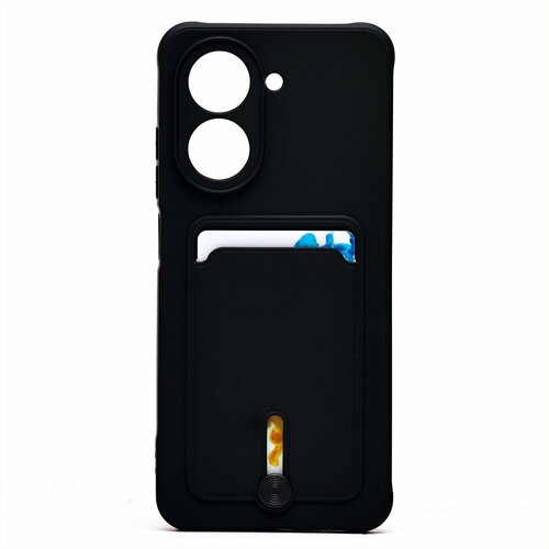 Накладка Xiaomi Poco C71/Redmi A5 черный матовый с защитой камеры силикон С кардхолдером