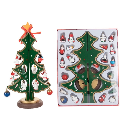 Новогодний декор Елка деревянная с игрушками SC18