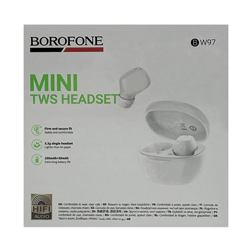 Наушники Borofone BW97 вакуумные, Bluetooth, TWS, белый
