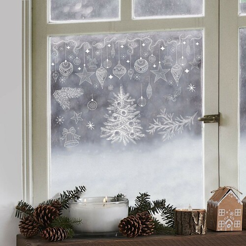 Новогодний декор наклейки на окно «Яркий праздник Новый год» многоразовые 50*70 см 9520012