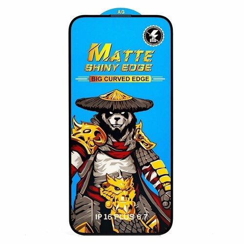 Защитное стекло Apple iPhone 16 Plus черный FullGlue матовое ESD