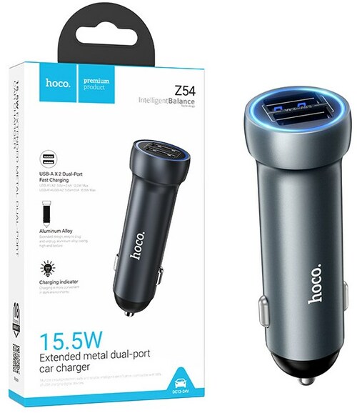 Автомобильные зарядные устройства HOCO Z54 2USB 2A удлиненный корпус