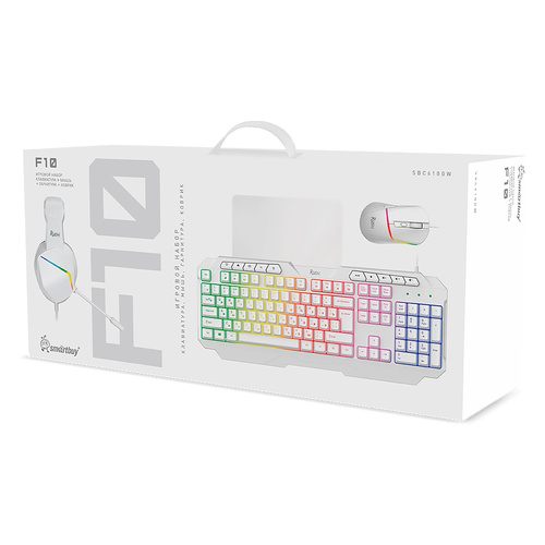 Игровой набор Smartbuy RUSH F10 клавиатура+мышь+коврик+гарнитура, белый