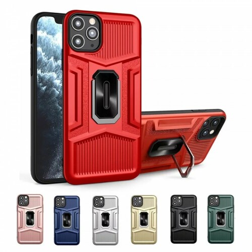 Накладка Infinix Hot 60 Pro черный силикон+пластик Armor Case Противоударный кольцо-подставка + магнитный держатель