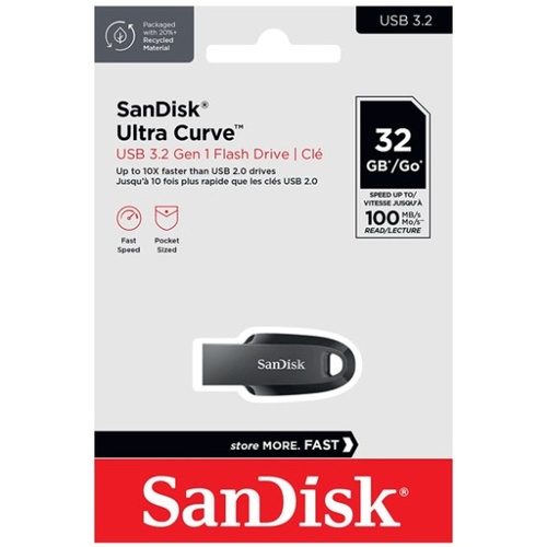 Флешка USB Sandisk 32GB Ultra Curve USB 3.2, черный