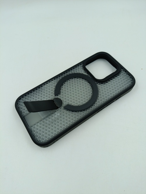 Накладка Apple iPhone 17 Pro Max черный матовый с подставкой силикон+пластик SafeMag