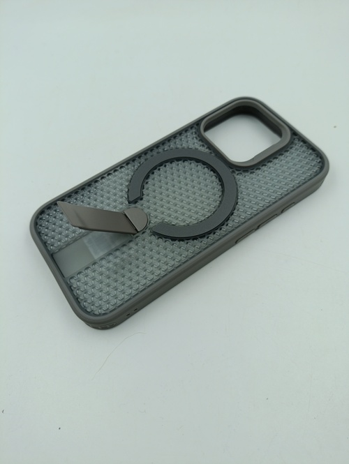 Накладка Apple iPhone 16 серый матовый с подставкой силикон+пластик SafeMag