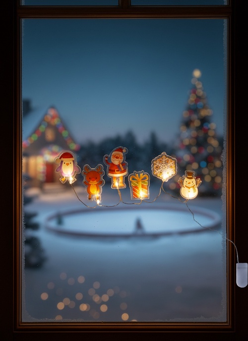 Новогодний декор Светодиодная наклейка на окна 