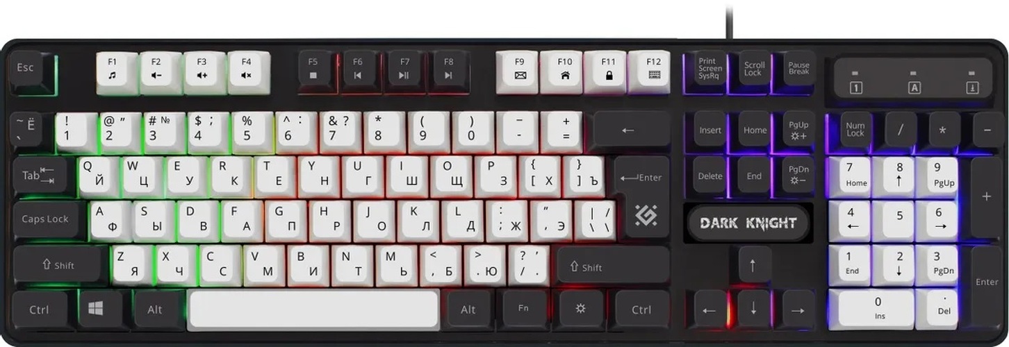 Клавиатура Defender Dark Knight проводная игровая с подсветкой черно-белый