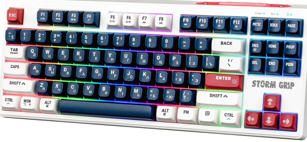 Клавиатура Defender Storm Grip Bluetooth+2,4G игровая с подсветкой бело-синий