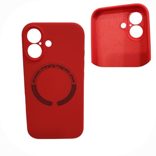Накладка Apple iPhone 16 красный Soft Touch с защитой камеры силикон SafeMag