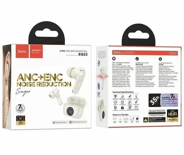 Гарнитура Стерео HOCO EQ22 белый Bluetooth LED дисплей ANC+ENC - 2