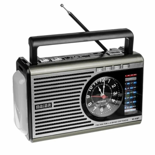 Радиоприемник фонарь, часы