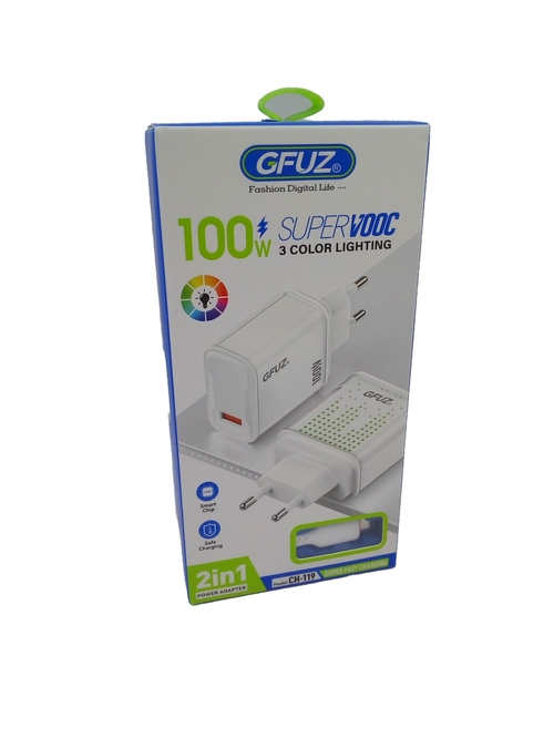Сетевое зарядное устройство GFUZ CH-119 1USB белый Type-C светящийся