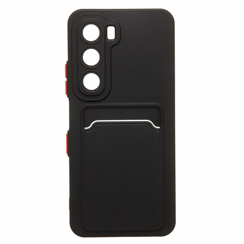 Накладка Infinix Hot 60 5G/60i черный матовый с защитой камеры силикон С кардхолдером