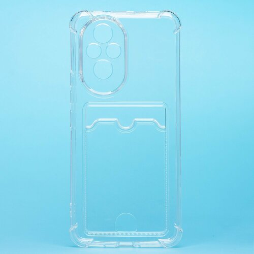 Накладка Huawei Honor 200 прозрачный с защитой камеры силикон С кардхолдером