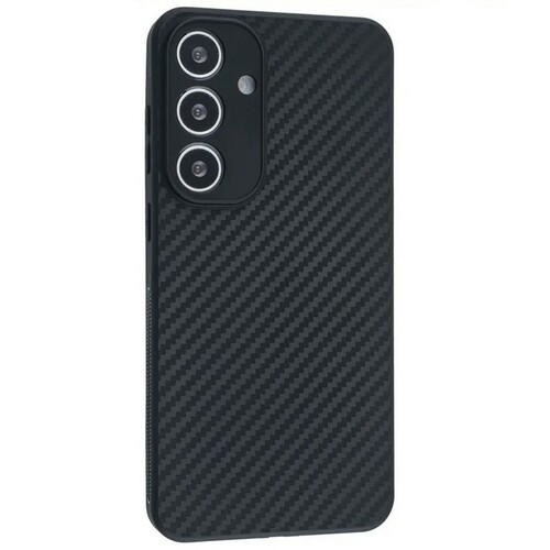 Накладка Samsung S25 черный с защитой камеры силикон Карбон