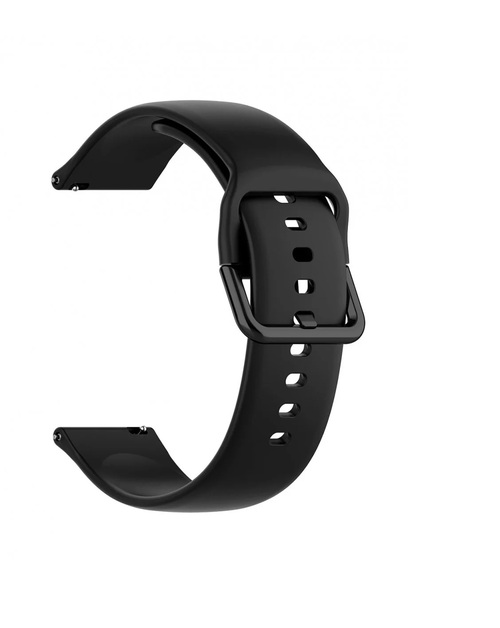 20 мм силикон черный пряжка ребристый со вставками (подходит на Samsung)