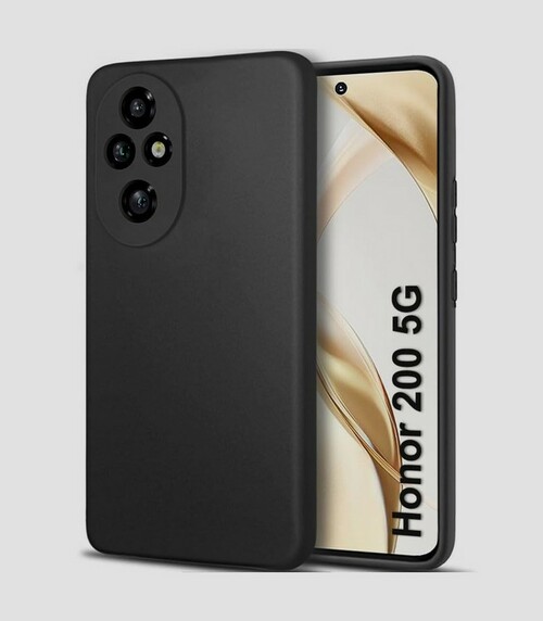 Накладка Huawei Honor 200 черный матовый с защитой камеры силикон Однотонный