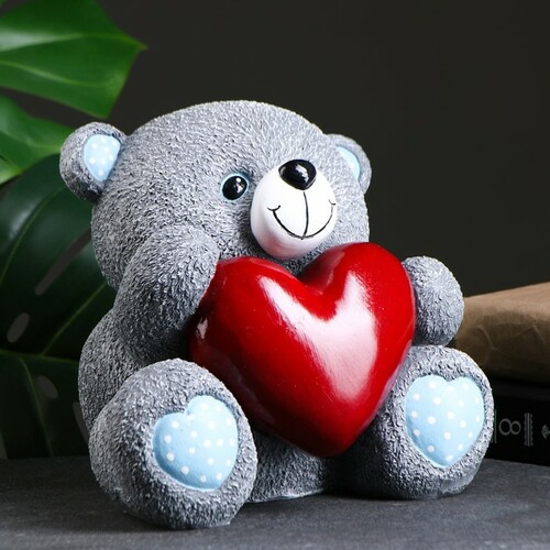 Копилка «Мишка с сердцем» серый 20x18x20 см