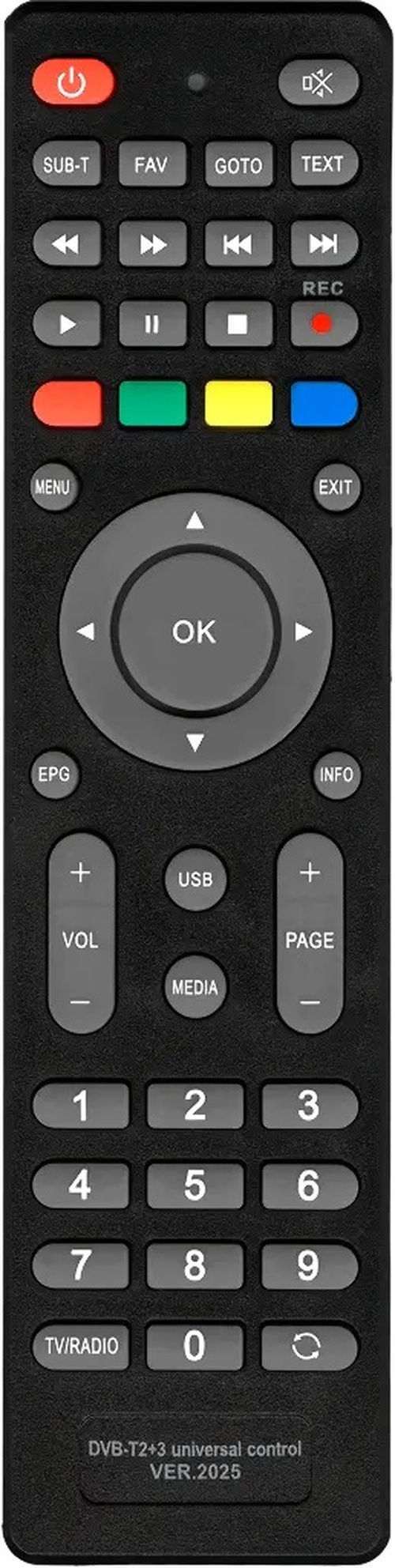 Пульт дистанционного управления для ТВ-приставки HUAYU DVB-T2+3 ver.2025 универсальный