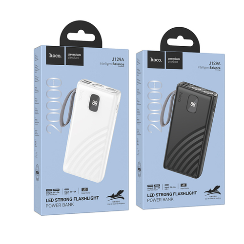 Внешний аккумулятор 20000 mAh HOCO J129A 2USB+Type-C черный LED дисплей PD 22.5W + QC3.0 + фонарик