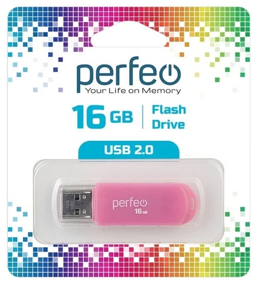 Флешка USB Perfeo 16GB C03 розовый
