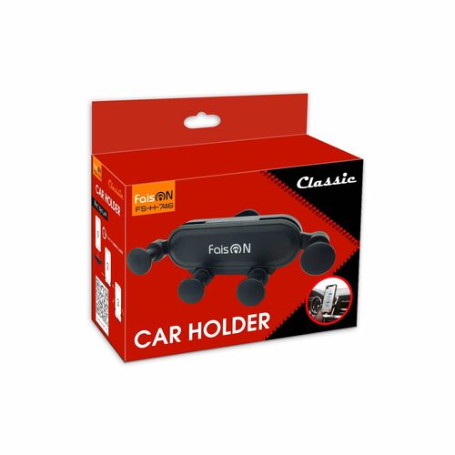 Держатeль для телефона автомобильный FaisON FS-H-746 раздвижной на решетку черный гравитационный