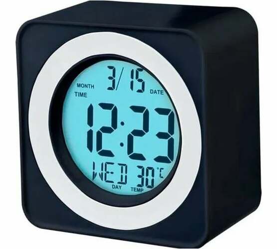 Настольные часы будильник электронные Perfeo Bob черный температура (PF-F3616)