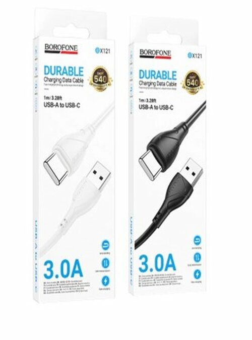 Кабель USB - Type-C Borofone BX121 пвх черный круглый 3.0A 1 м.