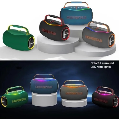 Колонка Бумбокс Hopestar H80 TF/AUX/USB/bluetooth серый LED подсветка - 2