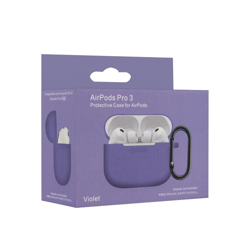Чехол для наушников AirP Pro 3 Silicone Case без лого силикон, фиолетовый с карабином