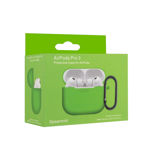 Чехол для наушников AirP Pro 3 Silicone Case без лого силикон, мятный с карабином