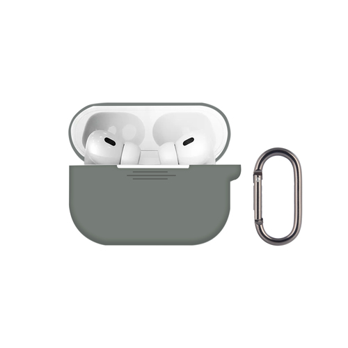 Чехол для наушников AirP Pro 3 Silicone Case без лого силикон, серый с карабином