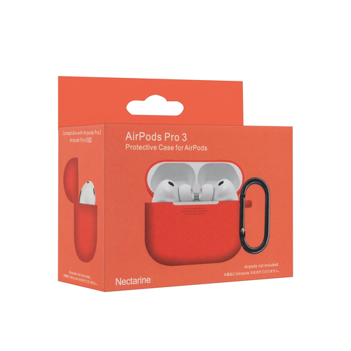 Чехол для наушников AirP Pro 3 Silicone Case без лого силикон, оранжевый с карабином