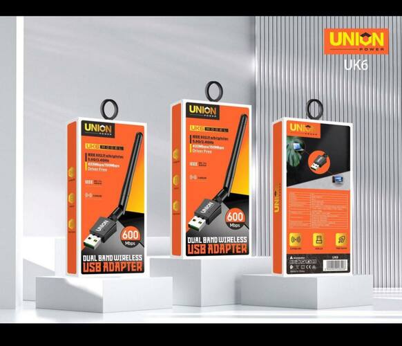 Адаптер Wi-Fi Union UK6 600Mbps, 2,4-5 Ггц внешняя антенна двухдиапазонный