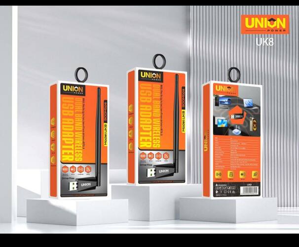 Адаптер Wi-Fi Union UK8 900Mbps, 2,4-5 Ггц внешняя антенна + Bluetooth 5.3, двухдиапазонный