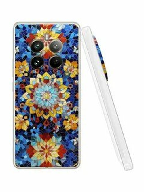 Накладка Tecno Spark 20 Pro colorful фактурный с защитой камеры силикон Mcover Цветы Мозаика