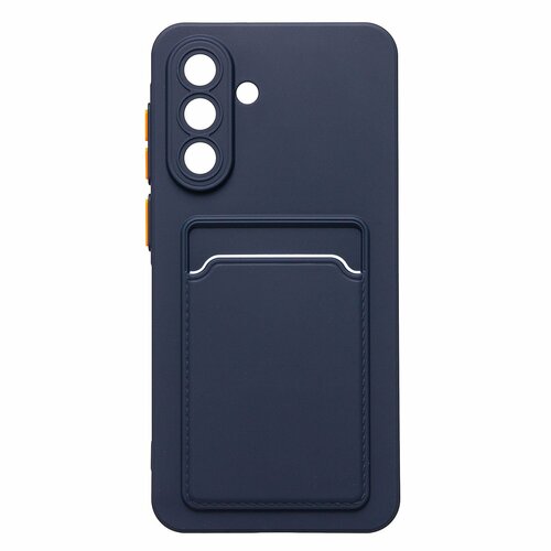 Накладка Samsung A56 темно-синий матовый с защитой камеры силикон С кардхолдером