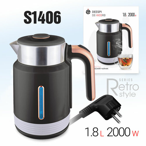 Чайник электрический Deespi DE-W05RB 1,8л 2000Вт (пластик, металл) черный