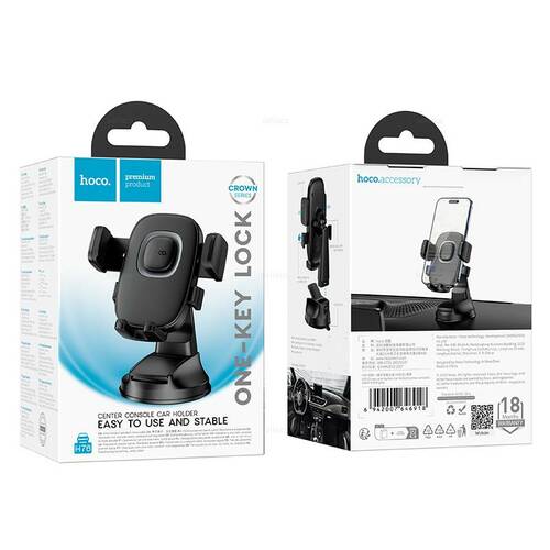 Держатeль для телефона автомобильный HOCO H76 раздвижной на панель черный