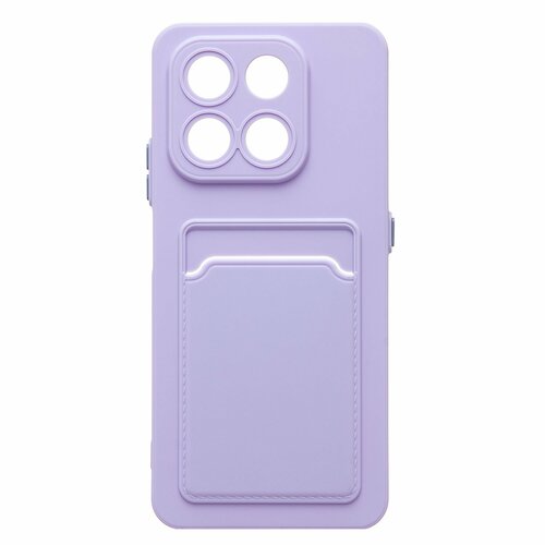 Накладка Huawei Honor X7d сиреневый матовый с защитой камеры силикон С кардхолдером