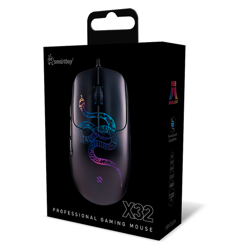 Мышь Smartbuy RUSH X32 проводная оптическая игровая с подсветкой 7200 dpi черный