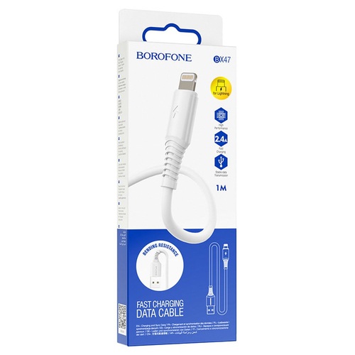 Кабель USB - 8 pin Lightning Borofone BX47 белый 2.4A 1 м.