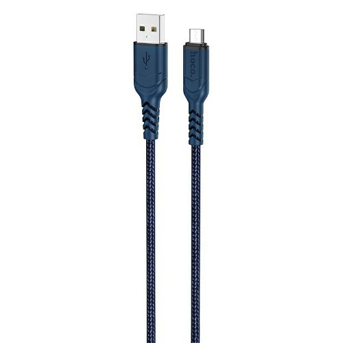 Кабель USB - micro USB HOCO X59 текстиль синий круглый 2.4A 1 м.