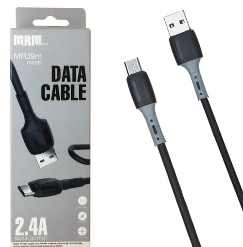Кабель USB - micro USB MRM MR39m силикон черный круглый 2.4A 1 м.