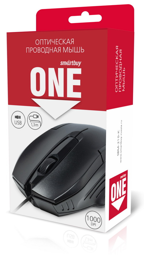 Мышь Smartbuy ONE SBM-210-K проводная оптическая 1000 dpi черный - 2