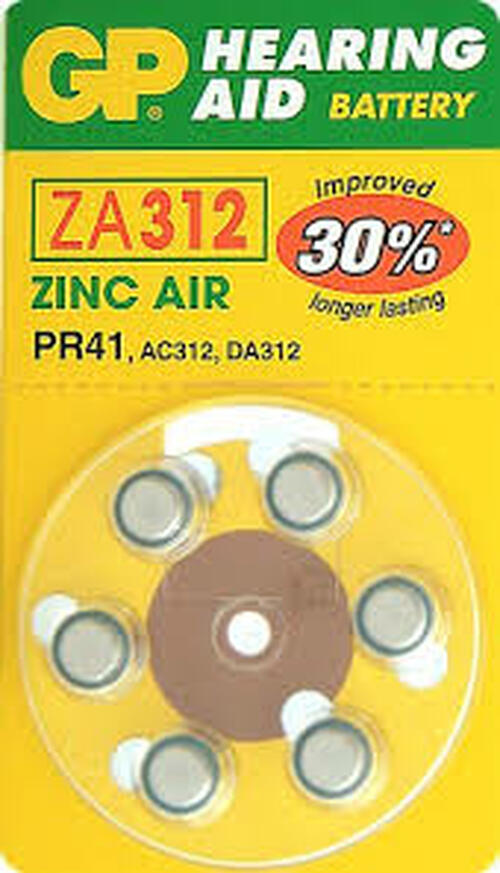 Батарейка GP ZA312/PR41 BL6 воздушно-цинковая для слуховых аппаратов